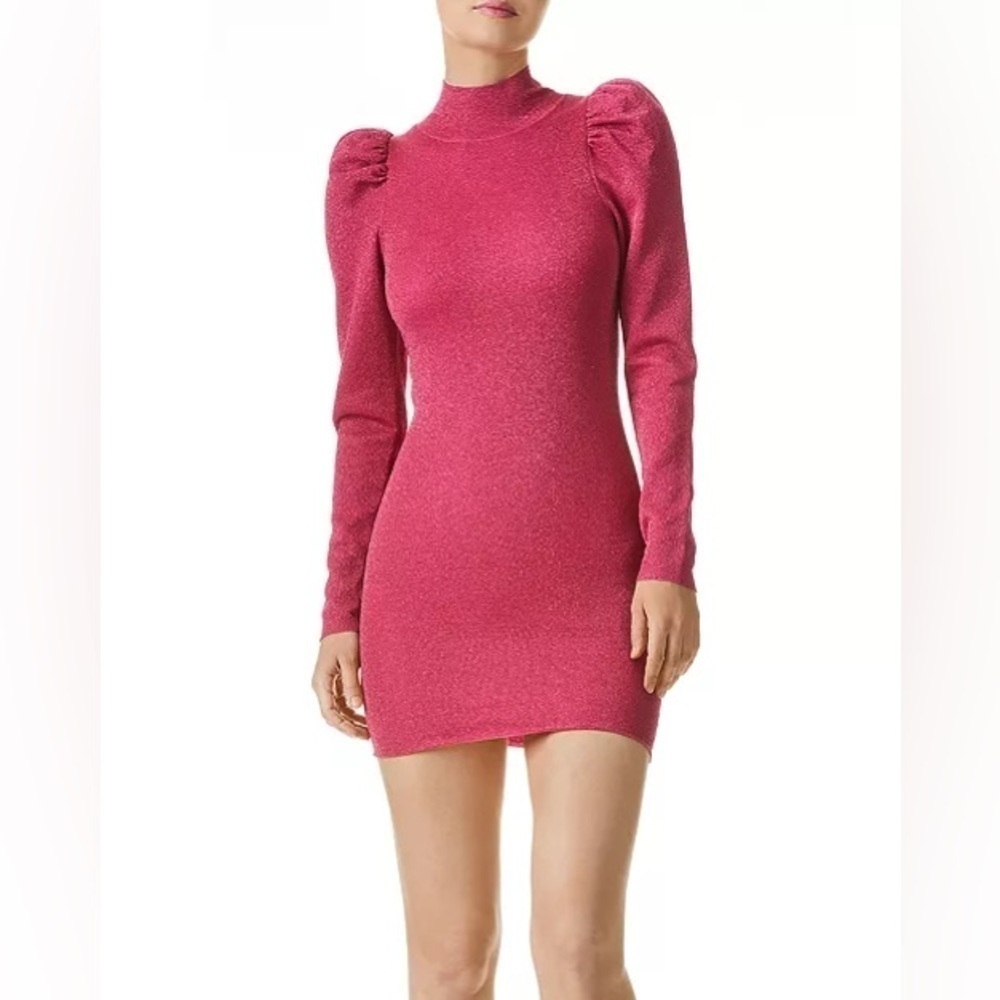 Alice and Olivia Turtleneck Puff Sleeve Dress Small